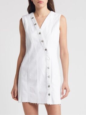 Rails Strand Asymmetric Denim Button-Up Dress XS